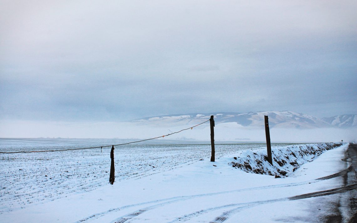 snow covered field under cloudy sky during daytime